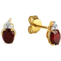 Firetti Paar Ohrstecker Schmuck Geschenk Silber 925 Ohrschmuck Edelstein Granat, mit Granat, Zirkonia (synth)