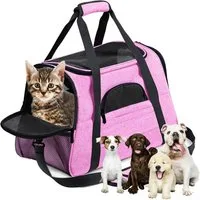 Realb2b Tiertransporttasche Hundetragetasche Katze Kleintiere faltbare Transporttasche Polyester bis 6 kg, Faltbare Tiertransporttasche Belüftung, sicherem Reißverschluss Gurt