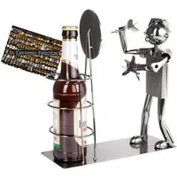 BRUBAKER Flaschenhalter Bierflaschenhalter Darts Meisterschaft, (Bier Halter mit Grußkarte für Dartspieler und Darts Fans, 1-St), Metall Skulptur Flaschenständer Dartscheibe - Metallfigur Biergeschenk