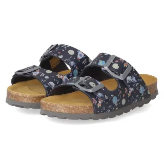 Beliani Pantoletten  Blau - Gr. 26 -  Leder und Textil