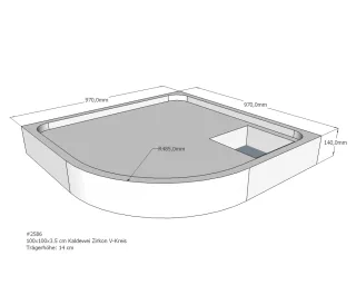 Neuesbad Wannenträger für Kaldewei Zirkon 100x100x3,5 Viertelkreis SD21890