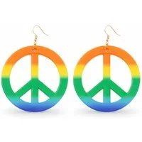 TK Gruppe Kostüm Hippie Ohrringe – Peace Schmuck für Fasching, Karneval