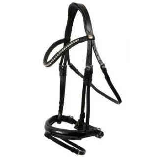 Hans Melzer Horse Equipment Hans Melzer Trense Hagen schwarz unterlegt LACK WB (Warmblut)