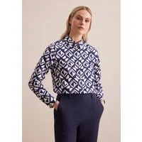 seidensticker Hemdbluse Schwarze Rose 1/1 Kragen Geometrische Muster