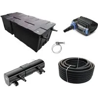 Aquaone Teichfilter AquaOne Teich Filteranlage Set Nr.80 CBF 550B Kammerfilter 30W Eco Teichpumpe UV Klärer 110 Watt! Teichgröße bis 90000l Teichschlauch