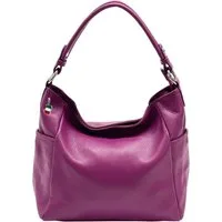 FLORENCE Schultertasche Florence Damen Schultertasche Echtleder (Schultertasche), Damen Schultertasche Leder, fuchsia, pink ca. 37cm x ca. 26cm hoch