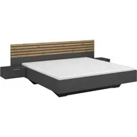 rauch Bettanlage Doppelbett Futonbett LAMELLA in schwebender Optik, (Bett 160x200 oder 180x200 cm), mit eleganter Lamellenabsetzung und 2 Hängenachttische MADE IN GERMANY