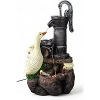 Arnusa Gartenbrunnen Springbrunnen Gänse BK821 mit Beleuchtung Zimmerbrunnen, Gartendekoration Terrassenbrunnen