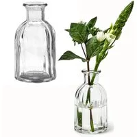 Annastore Dekovase 6 x Vasen aus Glas geriffelter Optik Blumenvasen Glasvasen Vintage, Vase aus Glas, Dekoflaschen, Glasflaschen