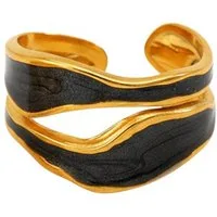 KARMA Fingerring Damen Gold Weiß od- Schwarz Ring Edelstahl vergoldet Damenring (Geschenk Frauen Fingerring geschwungen wasserfest hypoallergen, 1-tlg., verstellbar modern Damenschmuck Damen)