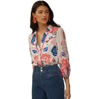 Love & Roses Spitzenbluse Love & Roses Bluse mit Print und Spitze, Kurzgröße (1-tlg)
