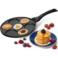 4BIG.fun Crêpepfanne Pancakes Bratpfanne Pfannkuchen 3mal beschichtet Spiegeleier Induktion, Aluminium (7 Loch Augenpfanne), induktionsfähig