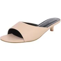 Ital-Design Damen Mules mit Blockabsatz und offener Spitze Pantolette (91849351) Pfennig-/Stilettoabsatz Pantoletten in Apricot