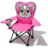 Mojawo Klappstuhl Kinder Anglersessel Pink mit Getränkehalter und Tasche Motiv Hase