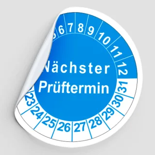 Mehrjahresprüfplaketten 20 mm rund Rollen mit 60 Plaketten Hellblau