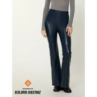 Nur Die Leggings NUR DIE x KILIAN KERNER Damen Vegane Flared Leggings in Leder-Optik eleganter Bootcut-Look - softe Innenseite - breiter Komfortbund