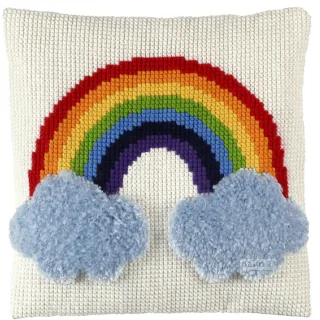 Stick-/Knüpfkissen "Regenbogen"
