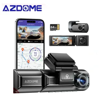 AZDOME M550 Pro Car Dash Cam 3 Channel 4K 5.8Ghz WiFi Front Cabin 1080P Rear DVR Cam GPS Night Vision Free 64G TF Card