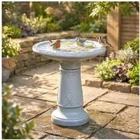 Outsunny Vogeltränke Vogelbad aus Harz 0 l, für Garten Terrasse 48 x 48 x 51 cm, Grau