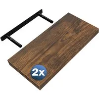Casaria Wandregal, Dunkle Eiche Hängeregal mit Halterung 15kg Tragkraft Wohnzimmer 50cm
