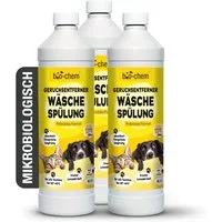 bio-chem Textilerfrischer Geruchsentferner Wäschespülung 1 L probiotischer Zusatz gegen Gerüche (Geruchsentferner Wäschespülung 3x 1 L + Dosierbecher)
