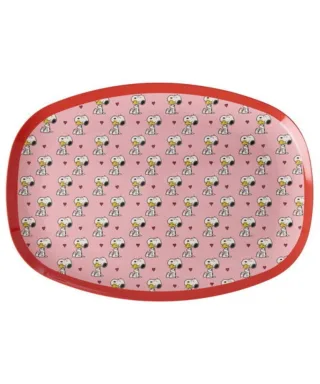 Rice Rechteckiger Teller mit Snoopy Print, pink