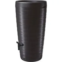 Spetebo Regenwassertank Design Regentonne 240 L mit Wasserhahn - anthrazit, 240.00 l, (Komplett-Set, 5-tlg., 2 x Ablauf- Anschlüssen- Anschluss-Abdeckung- Pflanzschale), Regentank mit Pflanzschale als Deckel - Regen Fass Wasser Tank