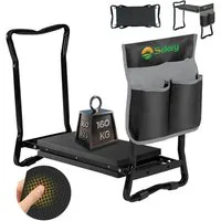 Sekey Kniebank 2 in 1 XXL Kniebank für Gartenarbeit Gepolstert Gartenhocker Klappbar, 2 in 1 Höhenverstellbar Gartenbank mit Werkzeugtasche 60 x 49 x 27,5cm