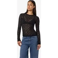 Noisy may Spitzenshirt NMJUDITH L/S LACE TOP NOOS Kunstfaser, regular fit