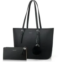 TAN.TOMI Shopper Handtasche Damen mit Geldbörse und Schlüsselanhänger, Groß Damen Handtasche, ​Geschenke für Frauen in schlichter Optik