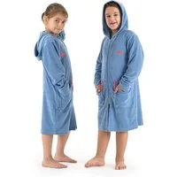 KangaROOS Kinderbademantel Kira, Ideal für Zuhause, Schwimmbad oder im Urlaub, Kurzform, Leichtfrottier, Kapuze, Reißverschluss, modernen, sportliches Design, leuchtenden Akzenten