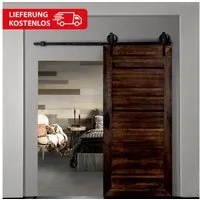 INDO Schiebetür Premium Holzschiebetür Scheunentor, 100x215 cm, leicht zu installieren (Versandkostenfreie Lieferung), handgefertigte Echtholz Schiebetür
