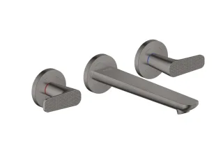 Hansgrohe 3-Loch WTA Wand Unterputz Axor Citterio C mit Auslauf 195 mm Cubic cut polished black chr 49071330