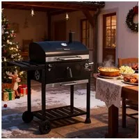 Royal Gourmet Holzkohlegrill Barbecue Grillwagen Smoker Campinggrill Outdoor Kohlegrill Gartengrill, 100 x 64,5 x 104,5 cm