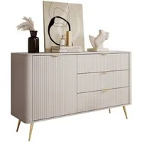 Compleo Kommode mit drei Schubladen und Drehtür, Metallfüße BELLO, Modern Wohnzimmer