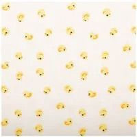 SCHÖNER LEBEN. Stoff Jersey Stoff Meterware Baumwolljersey Entchen weiß gelb 145cm, allergikergeeignet