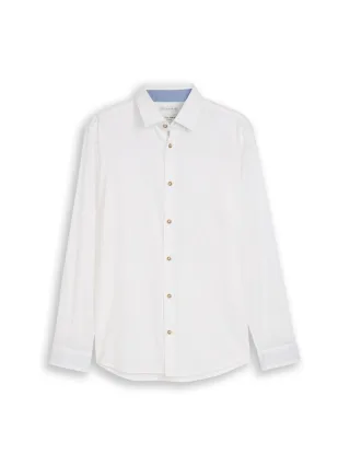 Tom Tailor - Regular Fit Hemd mit Leinenanteil white - Gr. - L