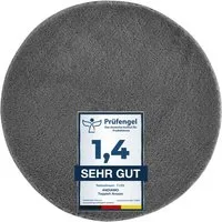 Andiamo Badematte Arezzo, Badvorleger, Badezimmer Teppich, Duschvorleger, Höhe 16 mm, rutschhemmend beschichtet, schnell trocknend, fußbodenheizungsgeeignet, Polyester, rund, Uni Farben, weich & kuschelig, auch in rund & als 2er Set erhältlich