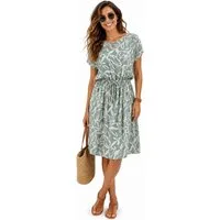 Eight2Nine Sommerkleid Damen Luftiges Sommerkleid aus Viskose mit Bindegürtel Sommerkleid