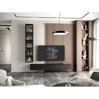 MOEBLINE Wohnwand Wohnwand Medienwand Anbauwand FIVO 2 Schwarz