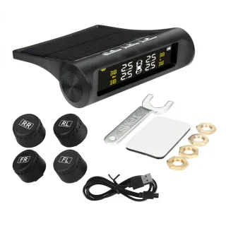 Wireless Car TPMS Tire Pressure Monitoring System External Sensor Solar Power Auto Security Alarm Systems Tire Pressure