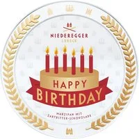 Niederegger Süßigkeit Niederegger Motto-Dose "Happy Birthday", Marzipan mit Schokolade, 185 g