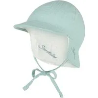Sterntaler® Schirmmütze UV-Schutz 50 Wende-Schirmmütze Musselin (1-St) Musselin Wendemütze mit Nackenschutz, Bindeband, Ohrenklappen u. UV-50