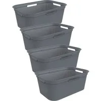 ROTHO Wäschekorb Brisen 4er-Set Wäschebox 40l (Wäschekorbset, 4er-Set), Flexibler Korb mit 4 Griffen – robust, stapelbar & belüftet