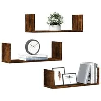 furnicato Wandregal Räuchereiche 58 x 18 x 18 cm - Platzsparendes Design, 1-tlg., Feuchtigkeitsbeständiges Regal-Set mit viel Stauraum für die Wand
