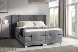 Boxspringbett Elektrisch Bett VIDAL 160x200cm in Stoff Fresh Grau