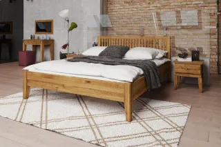 Schlafzimmerbett Bett Massivholzbett LENNES Nr.2 Eiche 80x220 cm