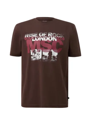 Q/S designed by - T-Shirt mit Print braun - Gr. - S