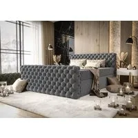 B&B Home Boxspringbett Boxbett Figo IV 180 cm 200 cm (inkl zwei Bettkästen, Multipocket-Matratze und Topper, Chesterfield)
