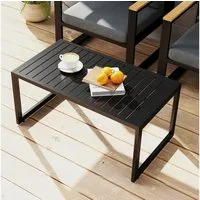 Outsunny Beistelltisch mit Lamellendesign, wetterfest (Beistelltisch, 1-St., Balkontisch aus Aluminium), für Balkon, Garten, Terrasse, 90 x 50 x 42 cm Schwarz